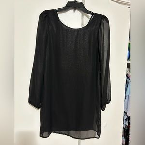 Everly Sparkly Black dress with sheer sleeves